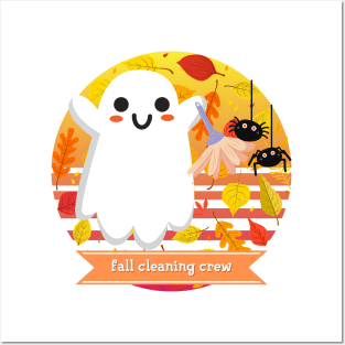 Halloween Cute Ghost Fall Cleaning Crew Posters and Art